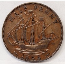 SOUTH AFRICA 1954 . HALF 1/2 PENNY . ERROR . CLIPPED and ROLLED EDGE